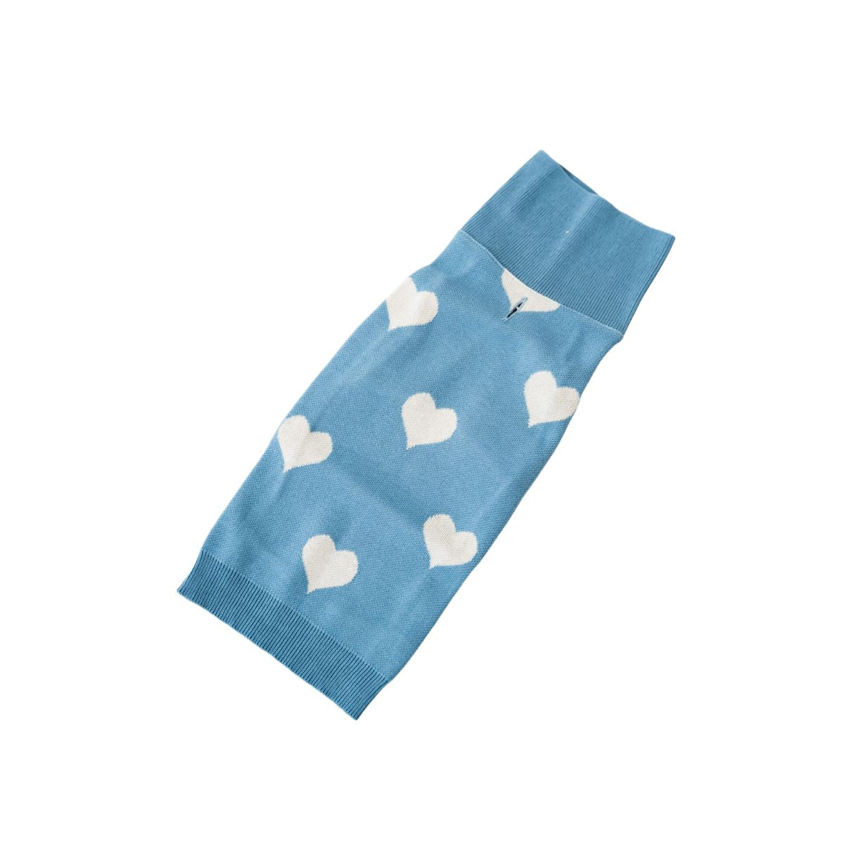 Dog sweater in blue with white hearts