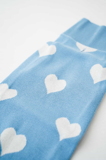 Dog sweater in blue with white hearts