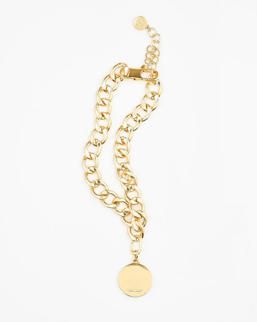 Gold chain necklace El Diablo by THE ANIMALS with gold Disque charm by THE ANIMALS