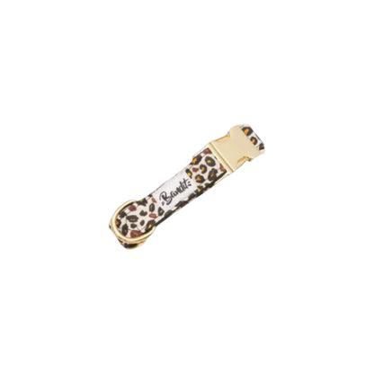 Leopard print dog collar with gold hardware by French Bandit
