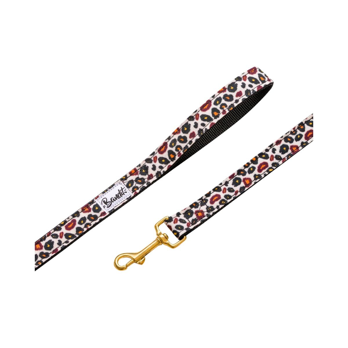 Leopard printed dog leash Wild Wild Wouf with gold hardware by French Bandit
