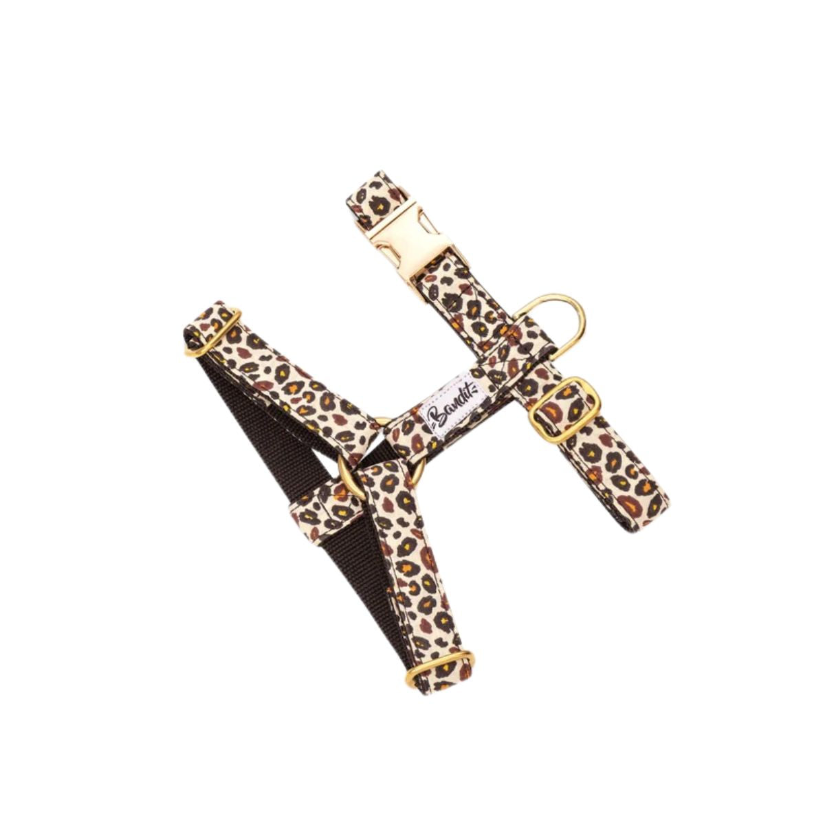 Leopard print harness with gold hardware by French Bandit